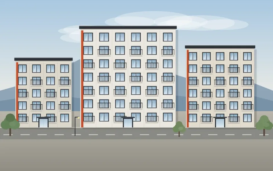 Mantolama ve boya sonrası yenilenmiş apartman cepheleri