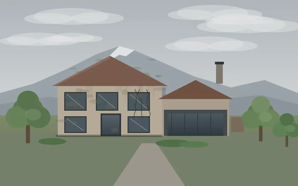 Görükle villa renovasyonu öncesi yıpranmış cephe ve çatı