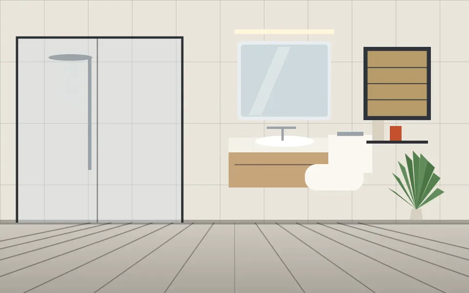 Yalıtımlı, ahşap detaylı modern banyo